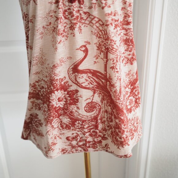 Rare! Kimchi & Blue Red and Cream Camisole With Peacock Toile Print Sz XS - Picture 2 of 15